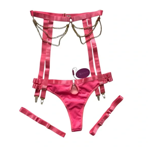 NWT Avidlove - Faux Leather Bra and Panty Set (5 pieces) - Picture 5 of 11